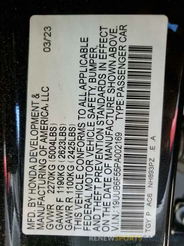 12 Photograph of a damaged car 19UUB6F55PA002169 ACURA TLX 2023