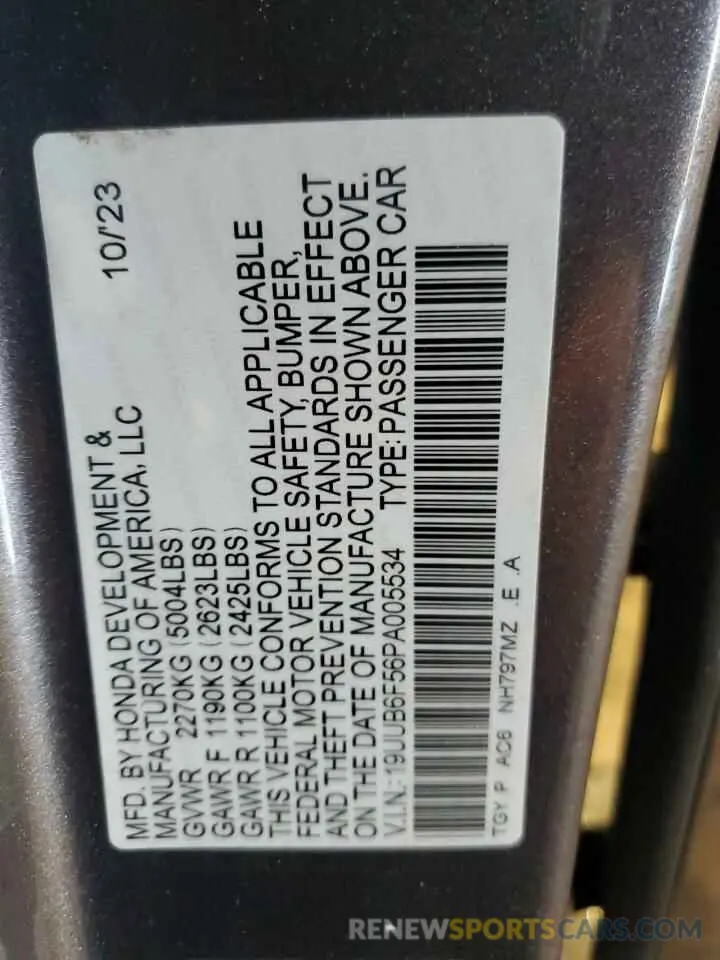 13 Photograph of a damaged car 19UUB6F56PA005534 ACURA TLX 2023