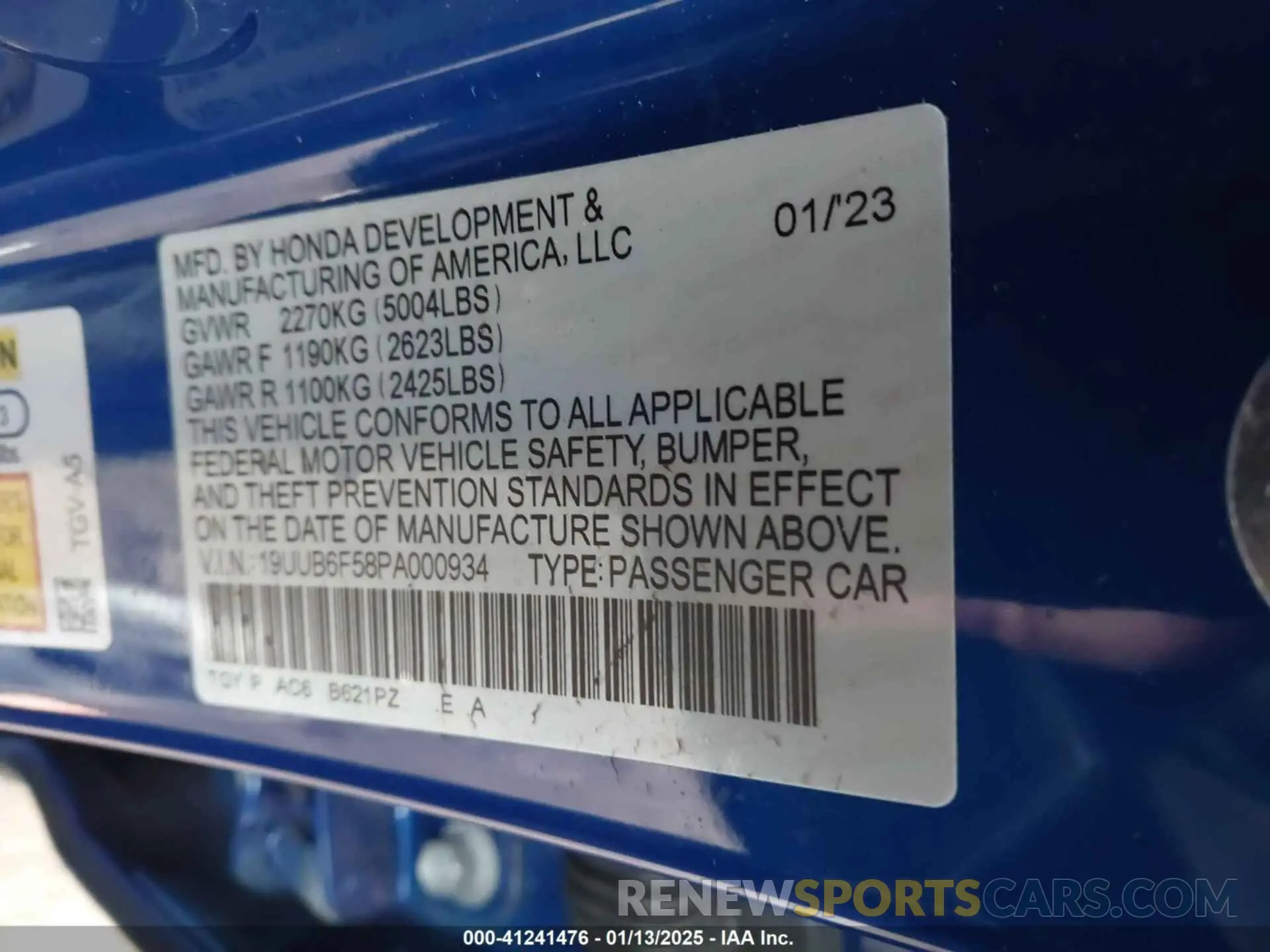 9 Photograph of a damaged car 19UUB6F58PA000934 ACURA TLX 2023