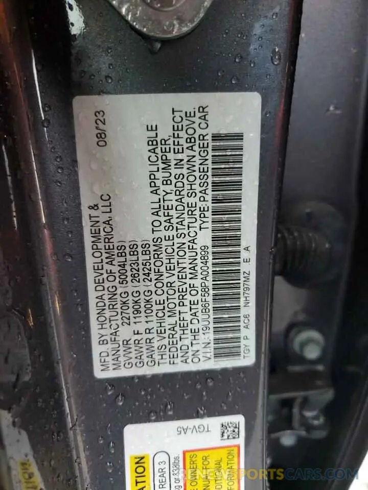 13 Photograph of a damaged car 19UUB6F58PA004899 ACURA TLX 2023