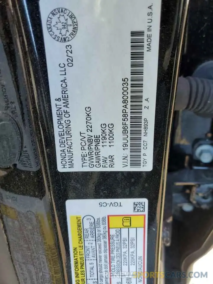12 Photograph of a damaged car 19UUB6F58PA800035 ACURA TLX 2023