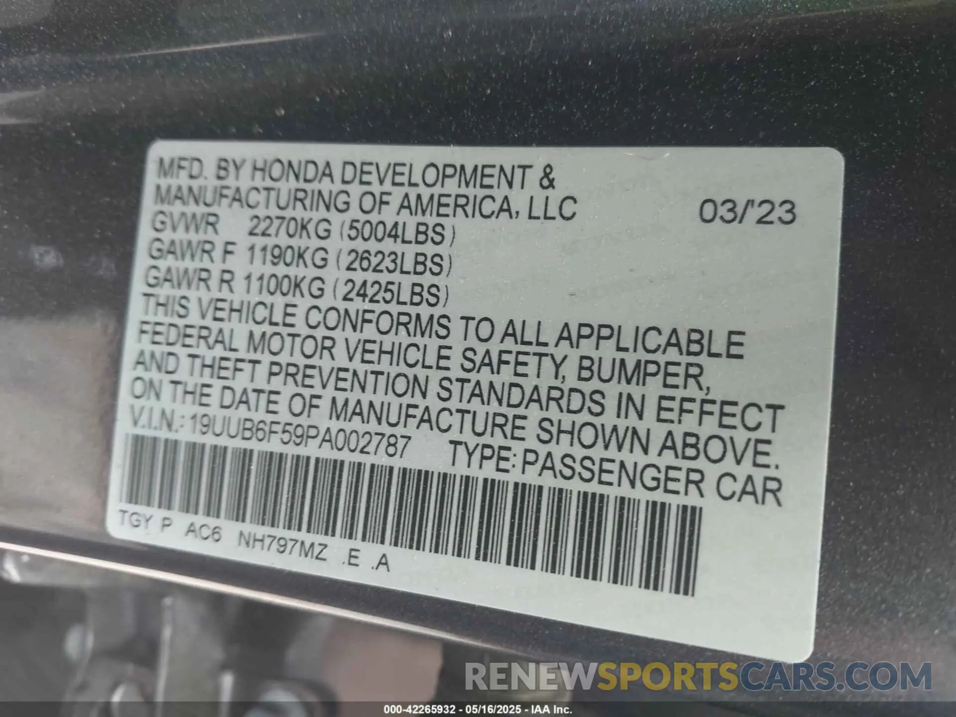 9 Photograph of a damaged car 19UUB6F59PA002787 ACURA TLX 2023