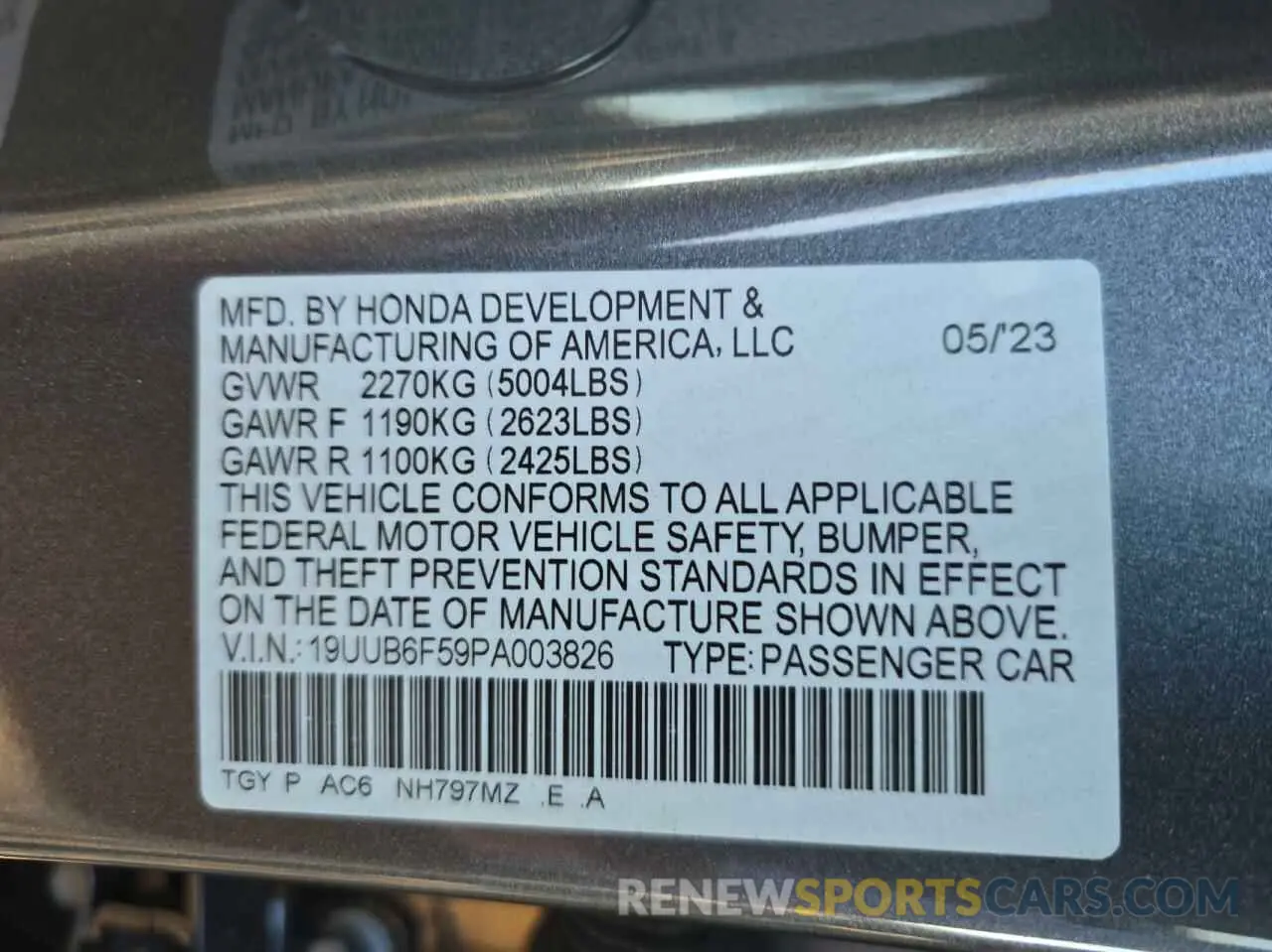 10 Photograph of a damaged car 19UUB6F59PA003826 ACURA TLX 2023