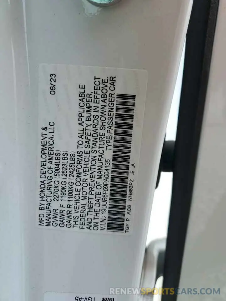 12 Photograph of a damaged car 19UUB6F59PA004135 ACURA TLX 2023
