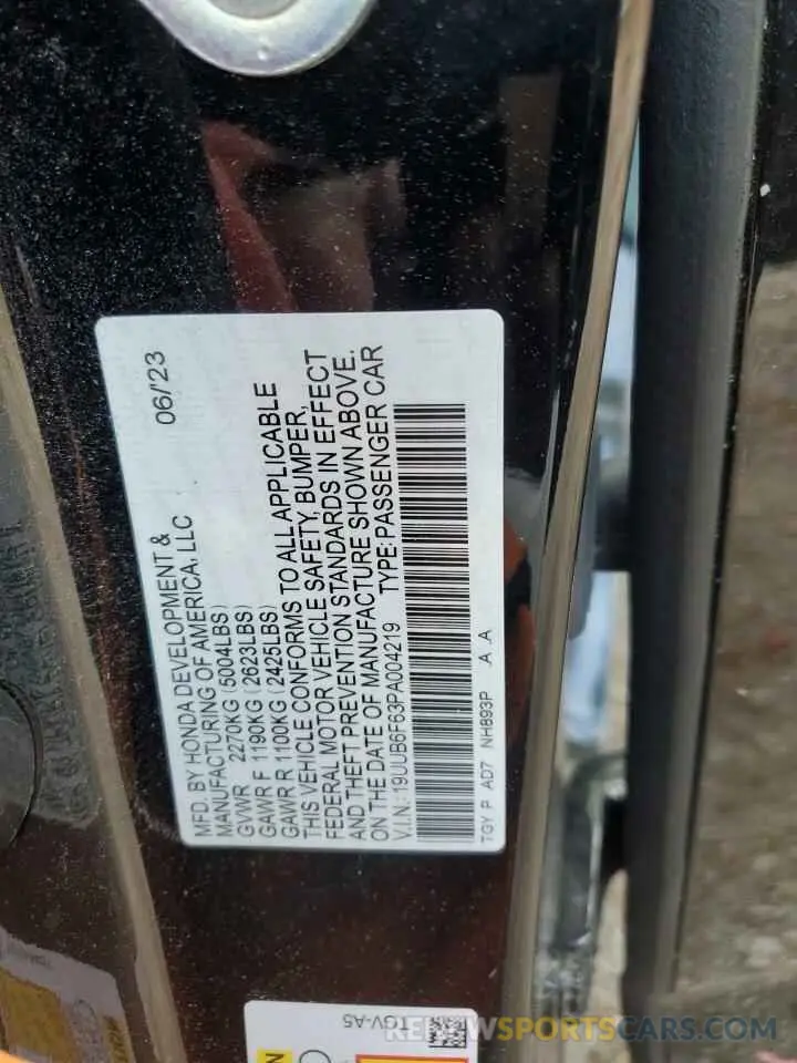 12 Photograph of a damaged car 19UUB6F63PA004219 ACURA TLX 2023