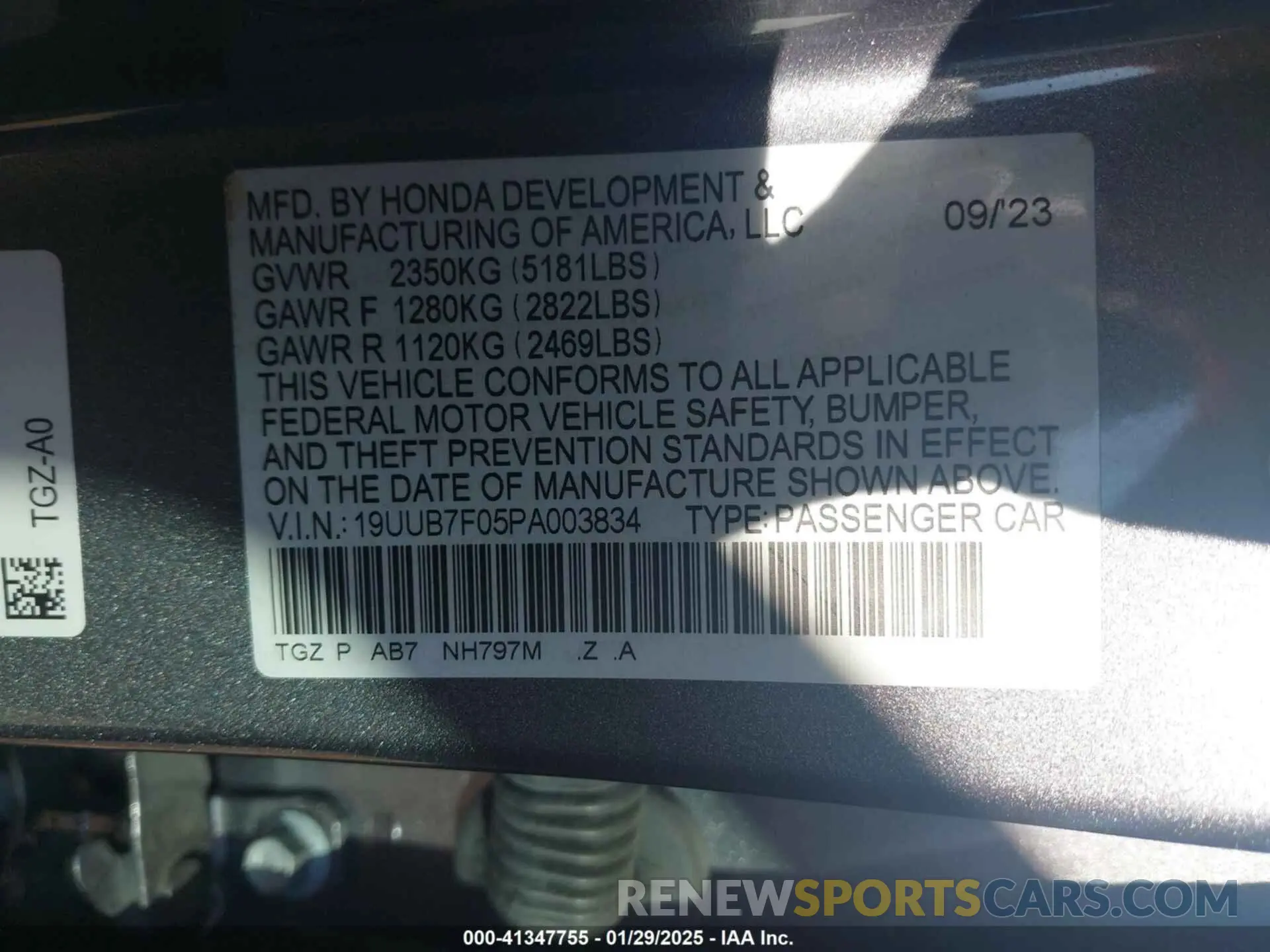 9 Photograph of a damaged car 19UUB7F05PA003834 ACURA TLX 2023