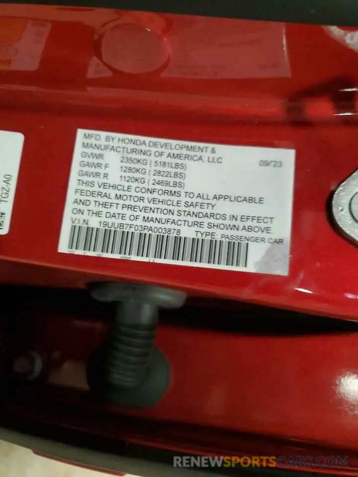 13 Photograph of a damaged car 19UUB7F06PA003888 ACURA TLX 2023