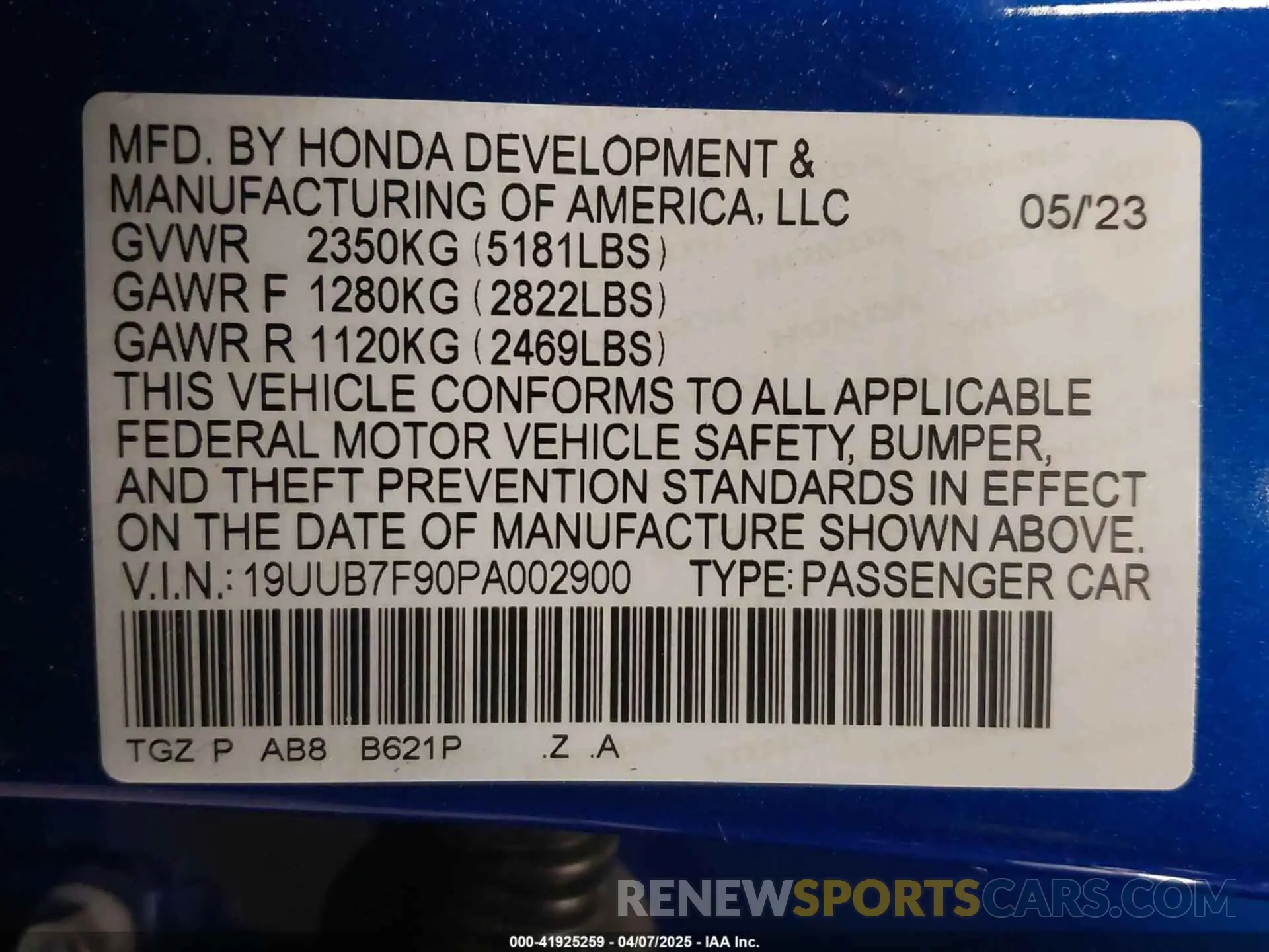 9 Photograph of a damaged car 19UUB7F90PA002900 ACURA TLX 2023