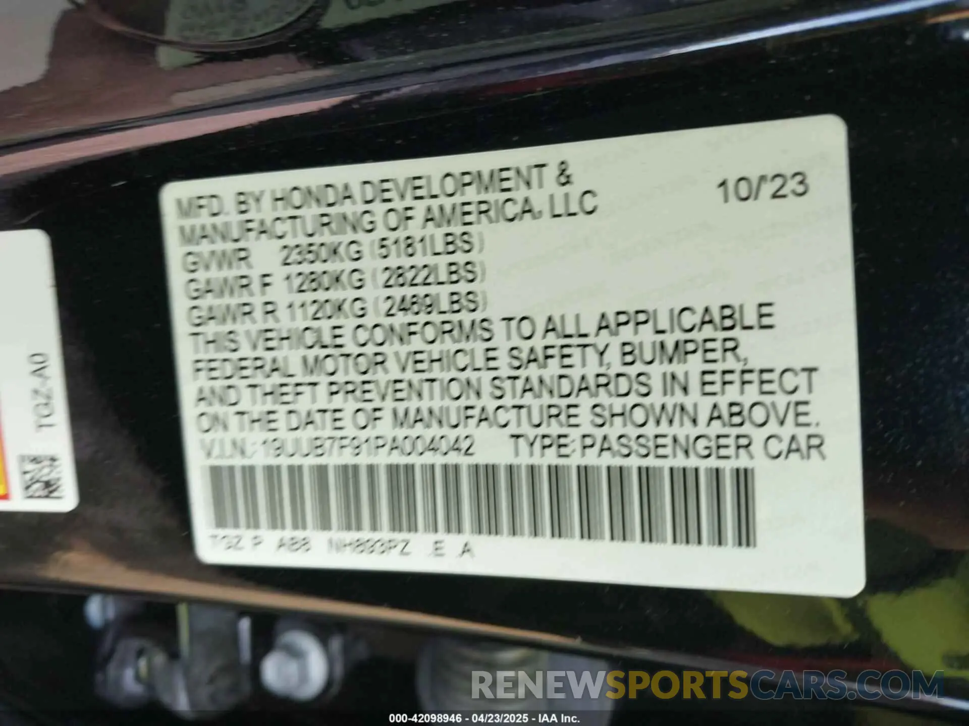 9 Photograph of a damaged car 19UUB7F91PA004042 ACURA TLX 2023