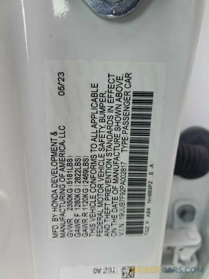 12 Photograph of a damaged car 19UUB7F92PA002817 ACURA TLX 2023