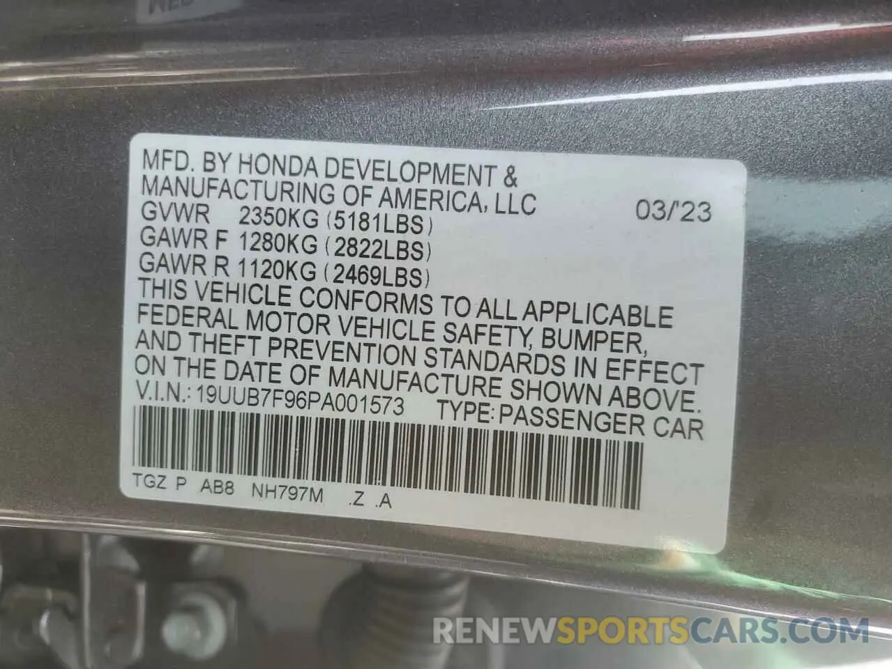 12 Photograph of a damaged car 19UUB7F96PA001573 ACURA TLX 2023