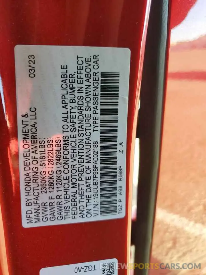 12 Photograph of a damaged car 19UUB7F98PA002188 ACURA TLX 2023