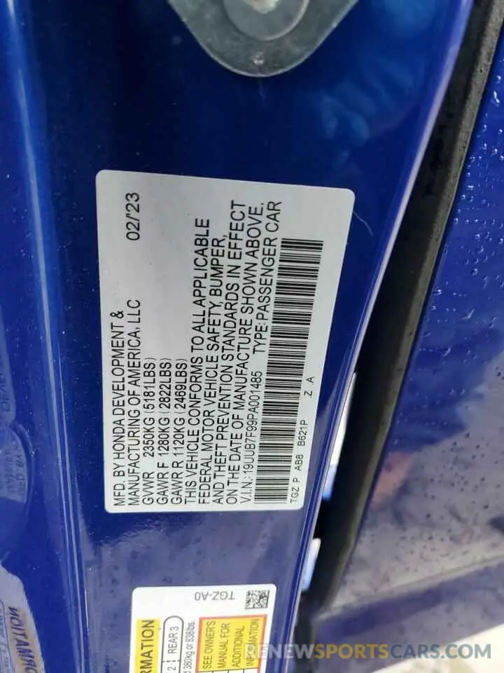 13 Photograph of a damaged car 19UUB7F99PA001485 ACURA TLX 2023