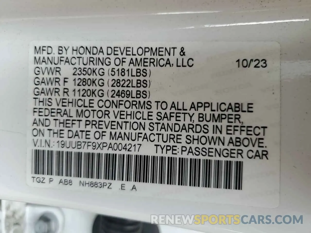 14 Photograph of a damaged car 19UUB7F9XPA004217 ACURA TLX 2023