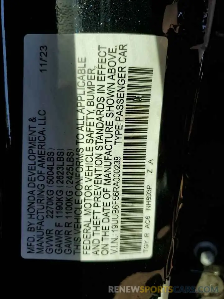 13 Photograph of a damaged car 19UUB6F56RA000238 ACURA TLX 2024