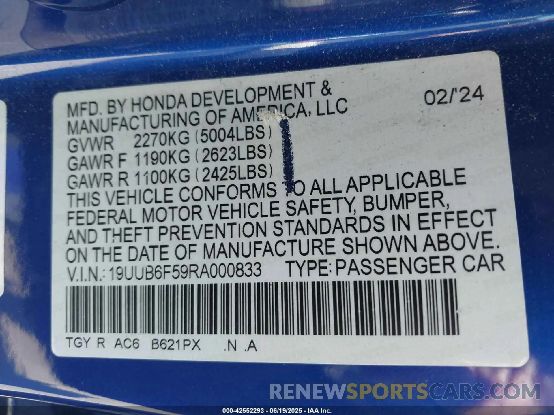 9 Photograph of a damaged car 19UUB6F59RA000833 ACURA TLX 2024