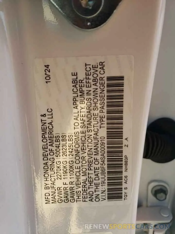 12 Photograph of a damaged car 19UUB6F54SA000910 ACURA TLX 2025