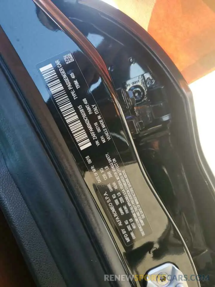14 Photograph of a damaged car ZARFAMBN2K7603815 ALFA ROMEO GIULIA 2019