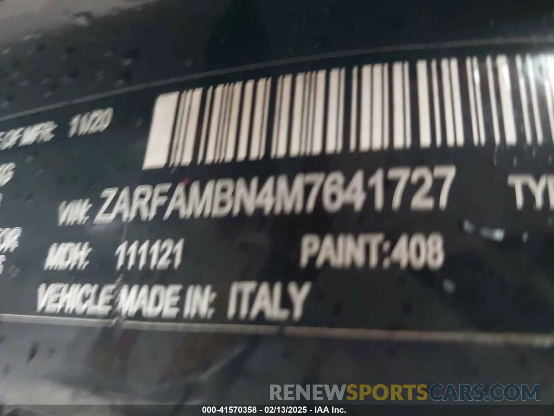 9 Photograph of a damaged car ZARFAMBN4M7641727 ALFA ROMEO GIULIA 2021