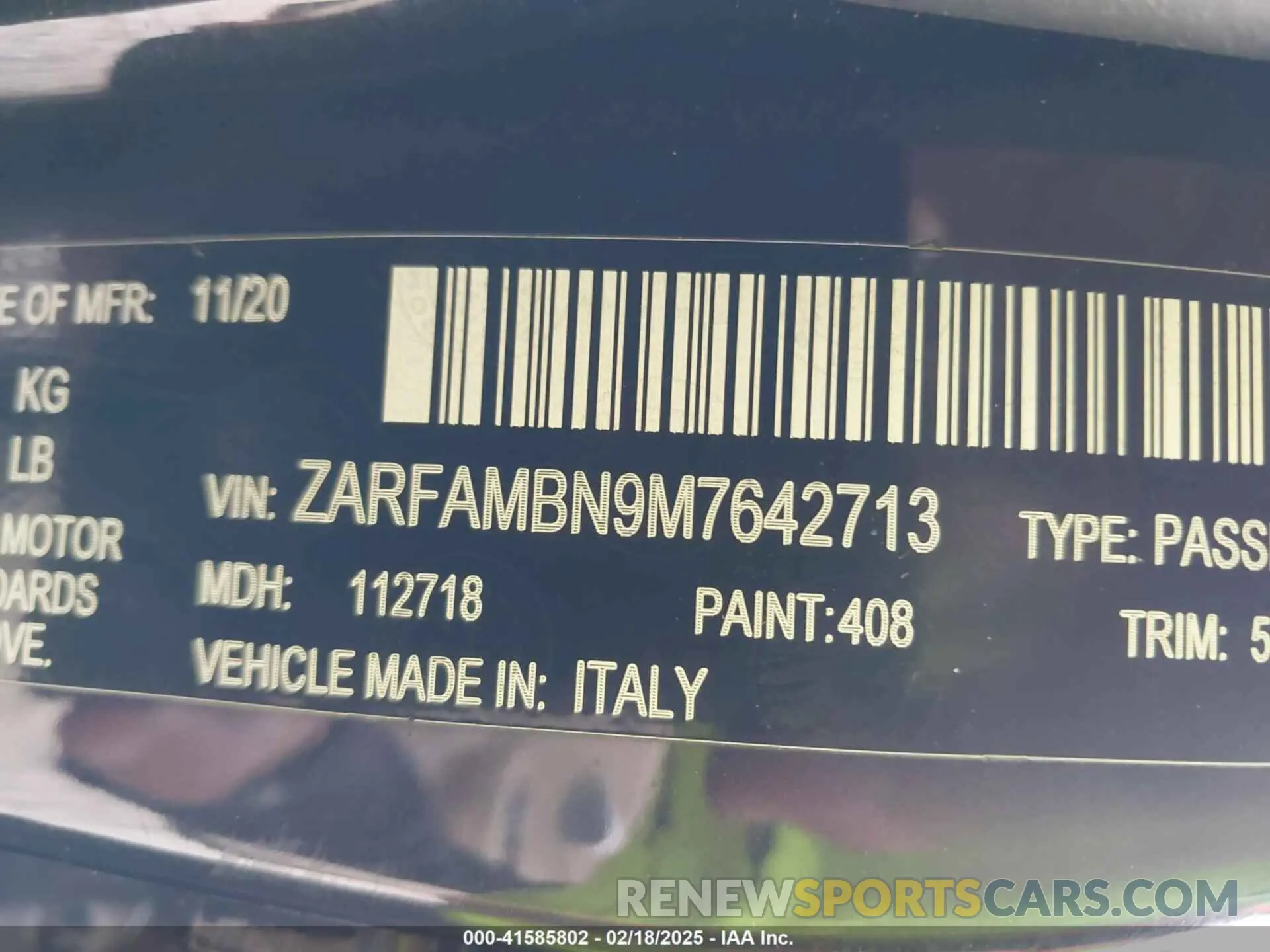 9 Photograph of a damaged car ZARFAMBN9M7642713 ALFA ROMEO GIULIA 2021