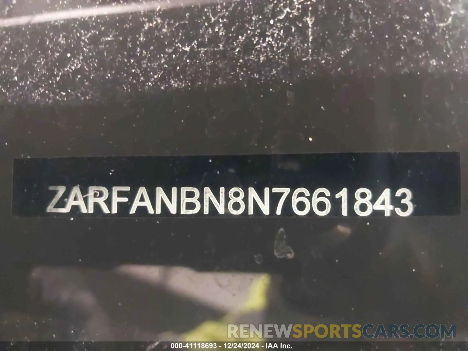 17 Photograph of a damaged car ZARFANBN8N7661843 ALFA ROMEO GIULIA 2022