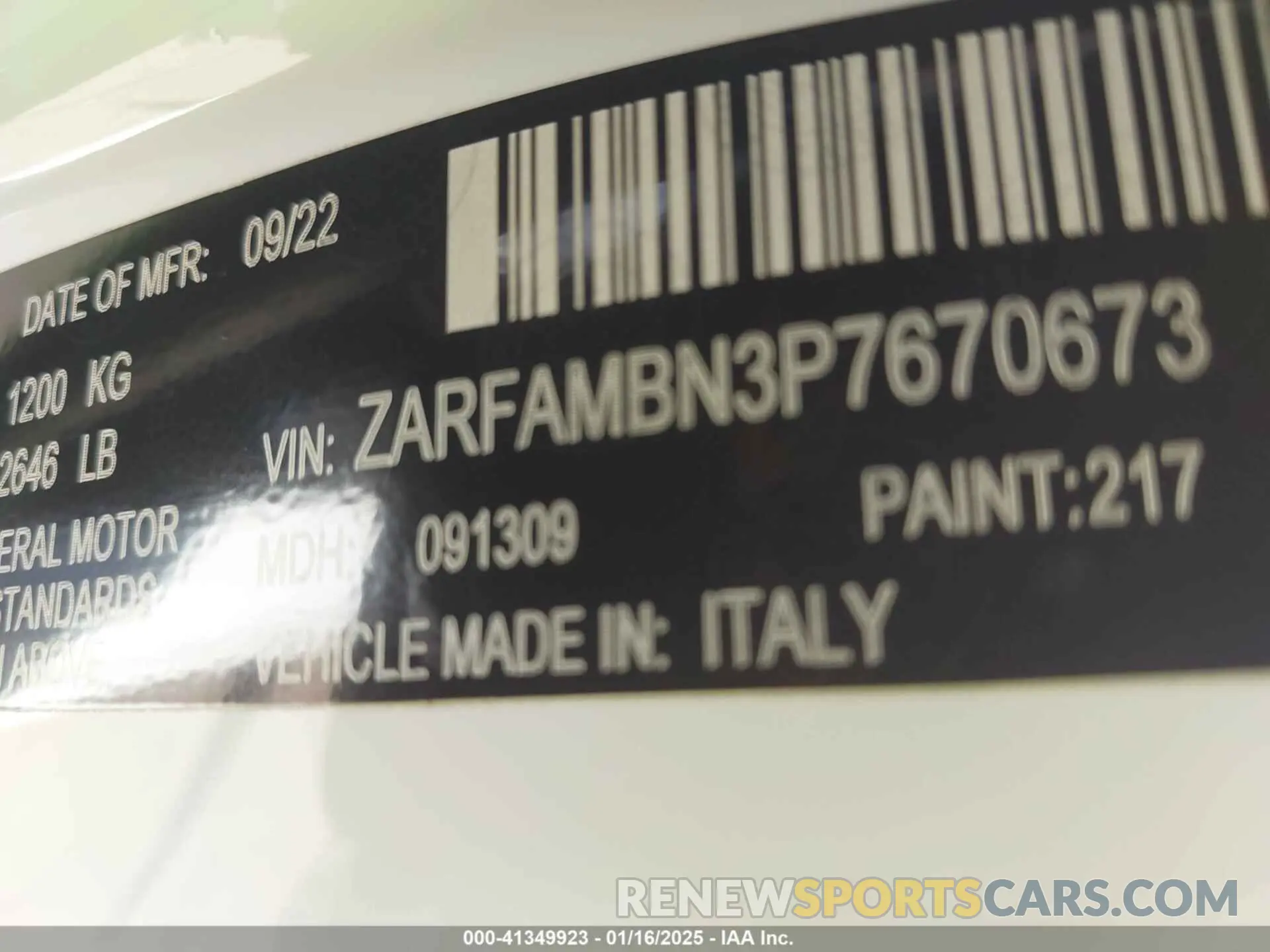 9 Photograph of a damaged car ZARFAMBN3P7670673 ALFA ROMEO GIULIA 2023