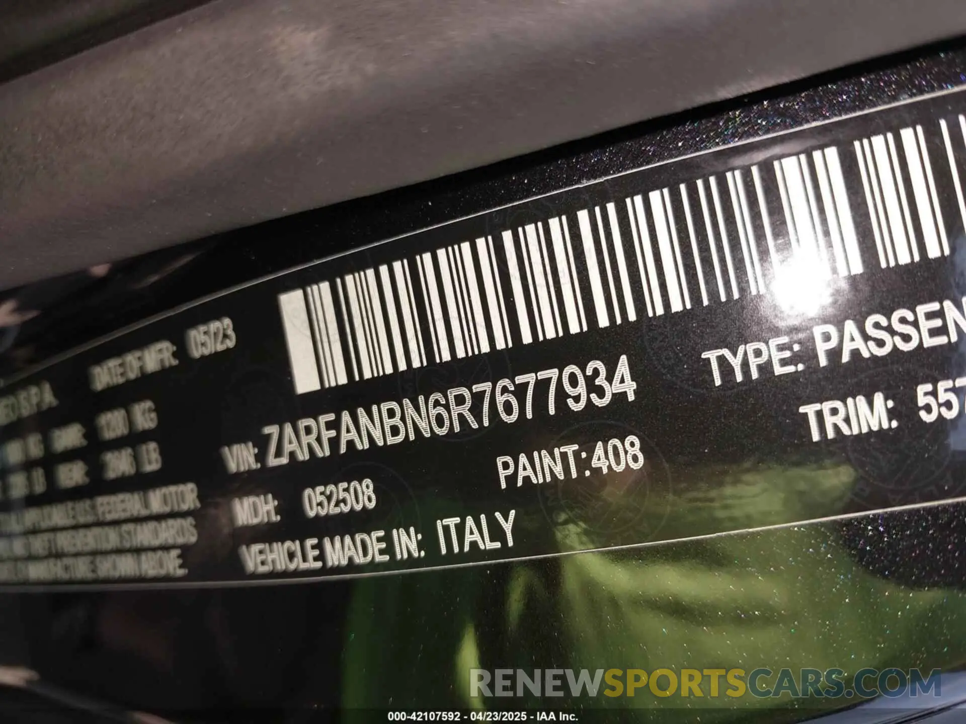 9 Photograph of a damaged car ZARFANBN6R7677934 ALFA ROMEO GIULIA 2024