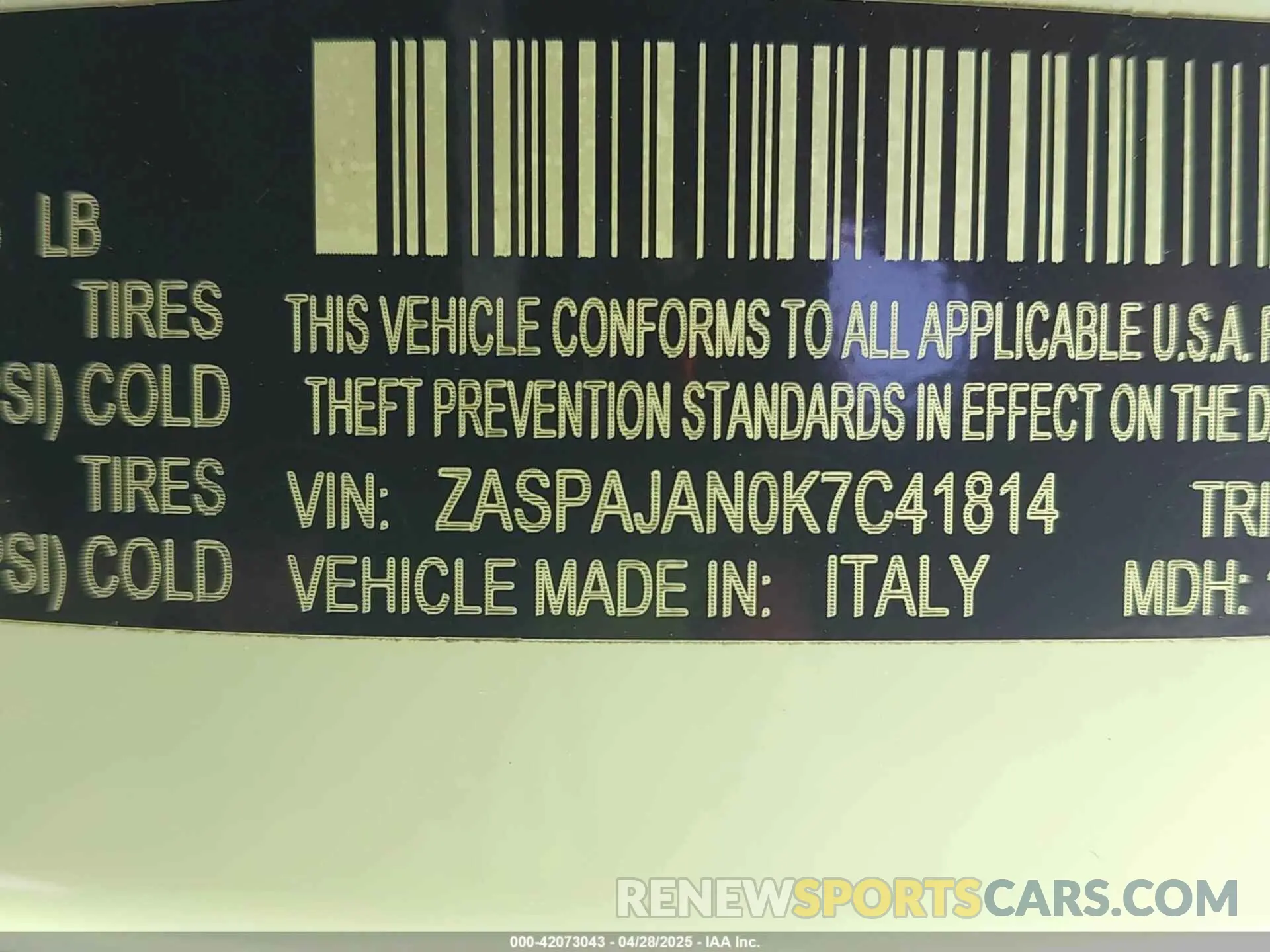 9 Photograph of a damaged car ZASPAJAN0K7C41814 ALFA ROMEO STELVIO 2019