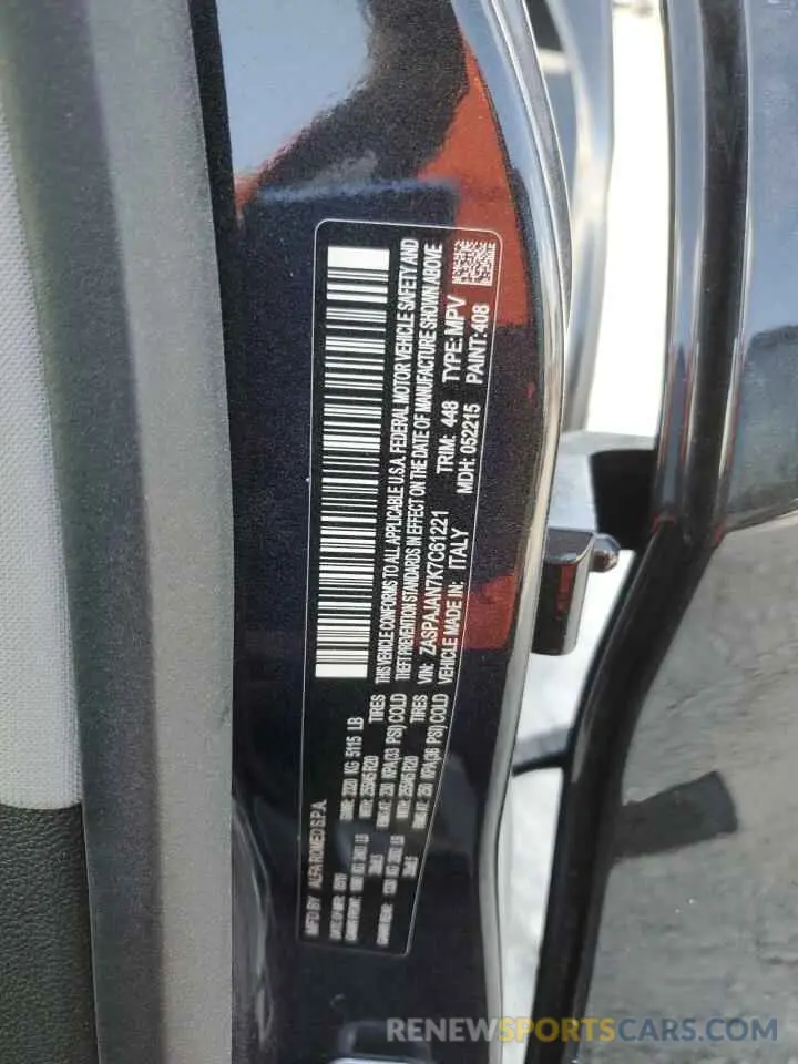 13 Photograph of a damaged car ZASPAJAN7K7C61221 ALFA ROMEO STELVIO 2019