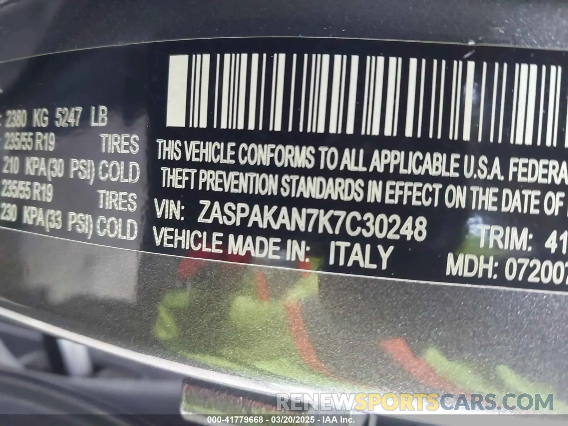 9 Photograph of a damaged car ZASPAKAN7K7C30248 ALFA ROMEO STELVIO 2019