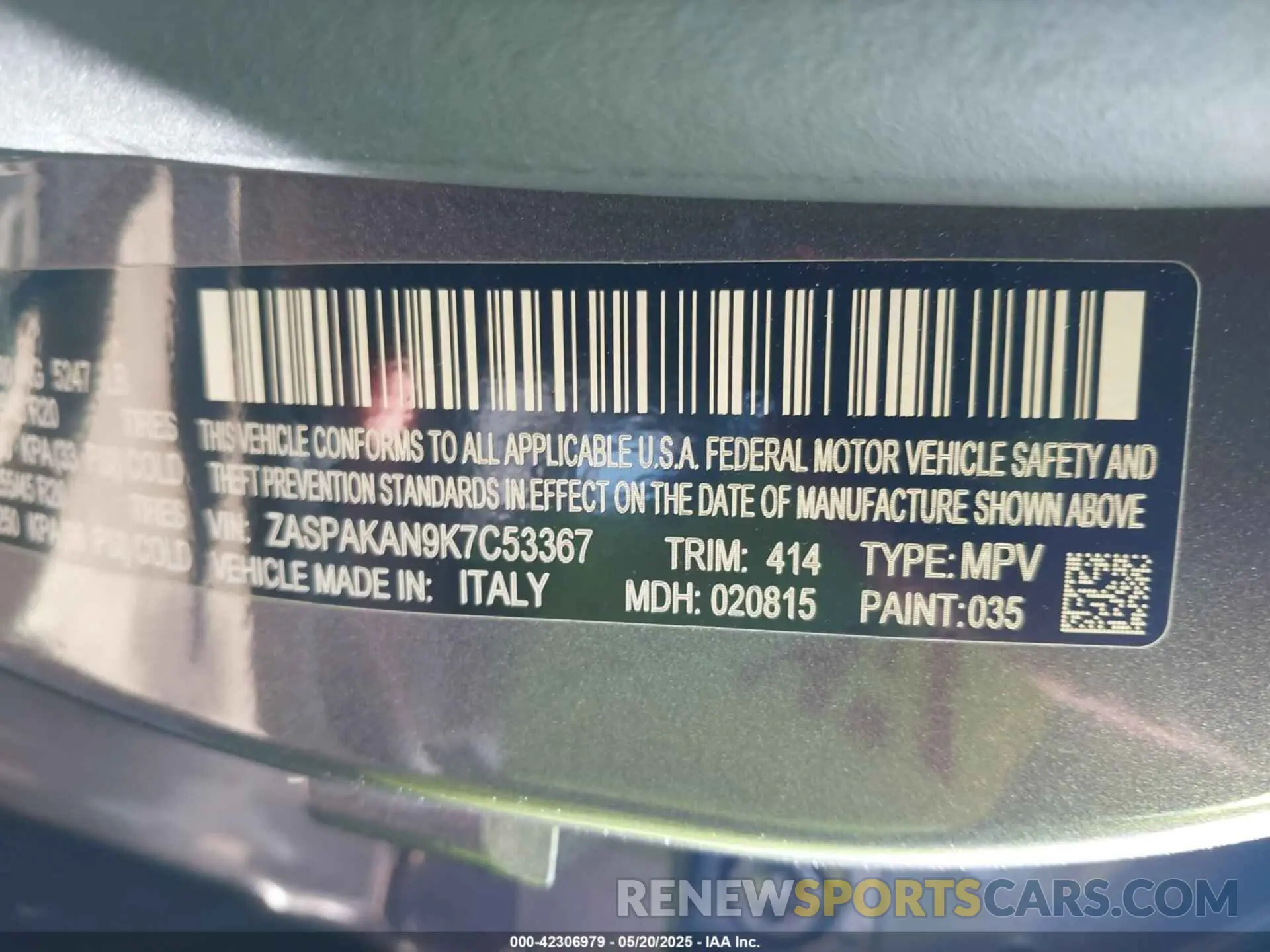 9 Photograph of a damaged car ZASPAKAN9K7C53367 ALFA ROMEO STELVIO 2019