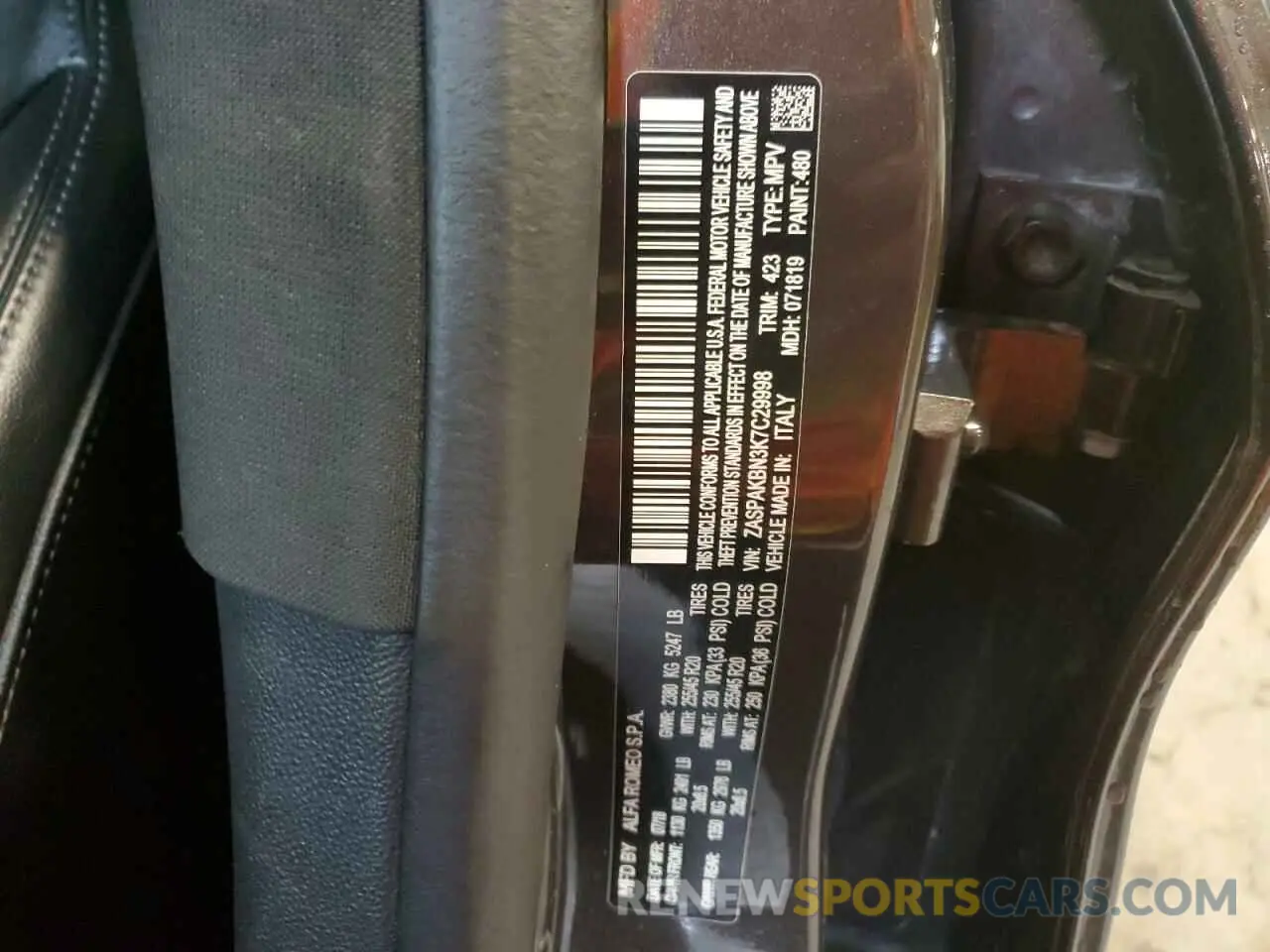 13 Photograph of a damaged car ZASPAKBN3K7C29998 ALFA ROMEO STELVIO 2019