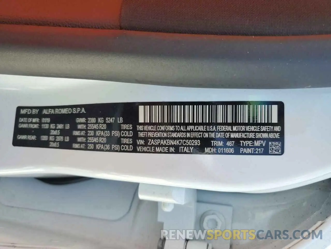 13 Photograph of a damaged car ZASPAKBN4K7C50293 ALFA ROMEO STELVIO 2019