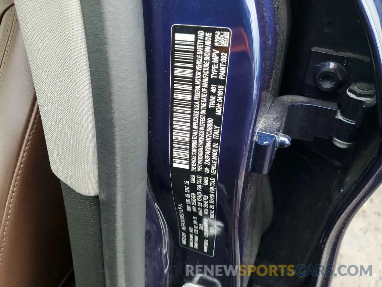 13 Photograph of a damaged car ZASPAKBN4K7C58880 ALFA ROMEO STELVIO 2019