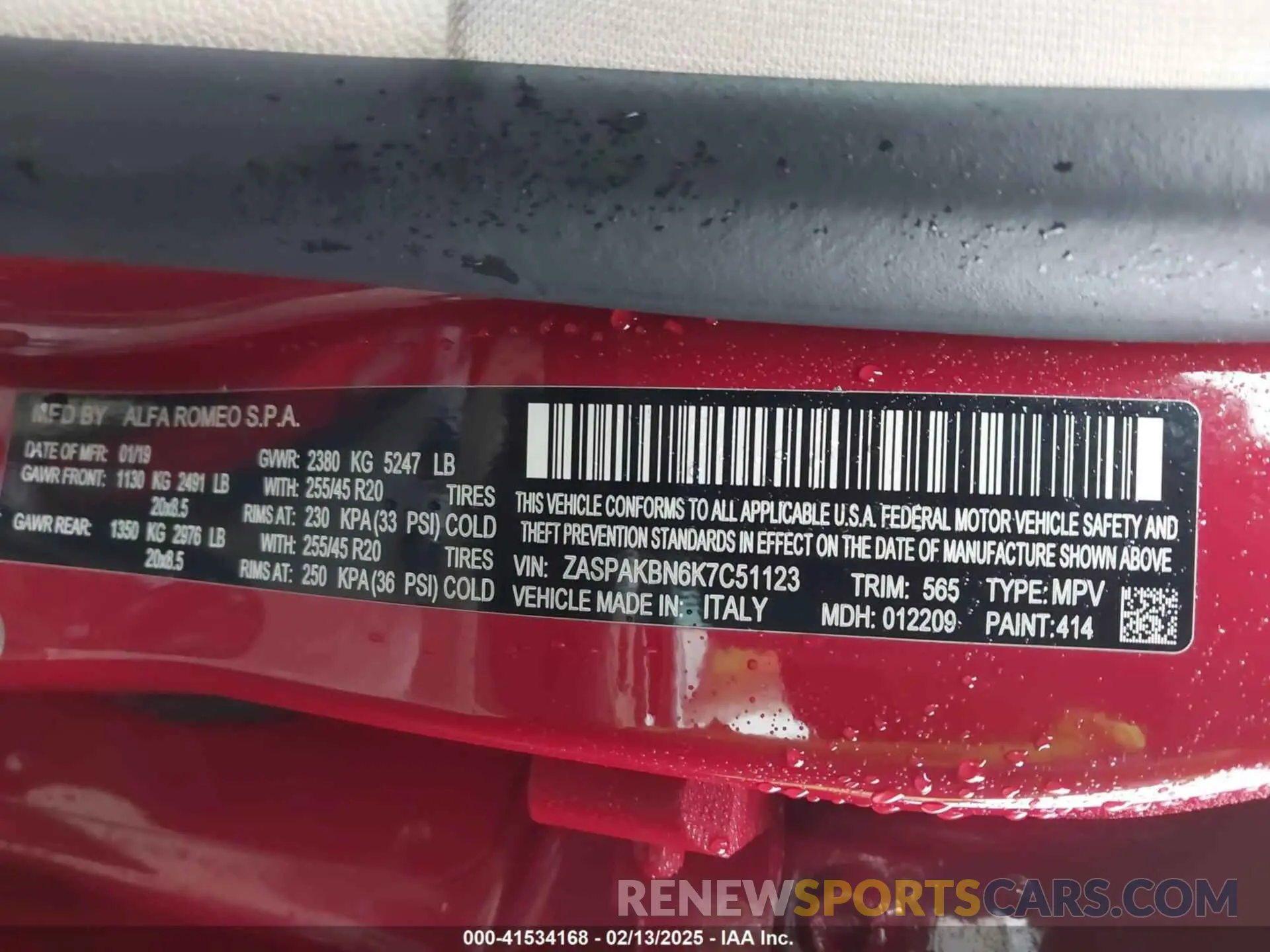 9 Photograph of a damaged car ZASPAKBN6K7C51123 ALFA ROMEO STELVIO 2019