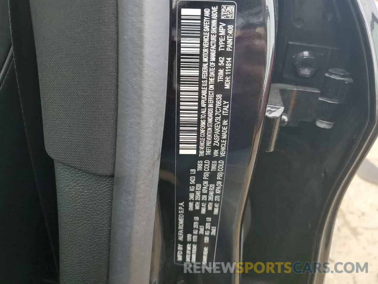 13 Photograph of a damaged car ZASPAKEV3L7C76638 ALFA ROMEO STELVIO 2020