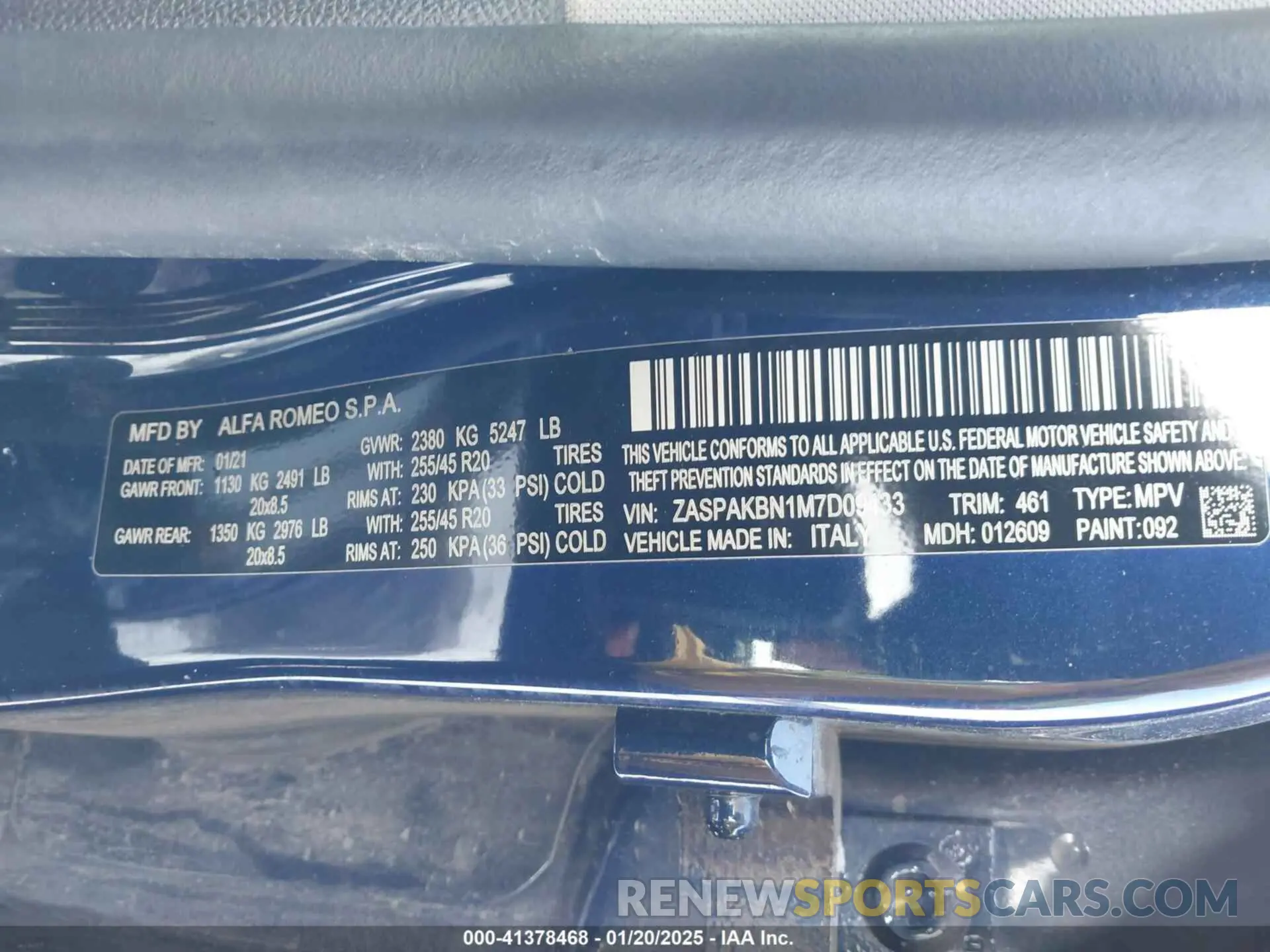 9 Photograph of a damaged car ZASPAKBN1M7D09433 ALFA ROMEO STELVIO 2021