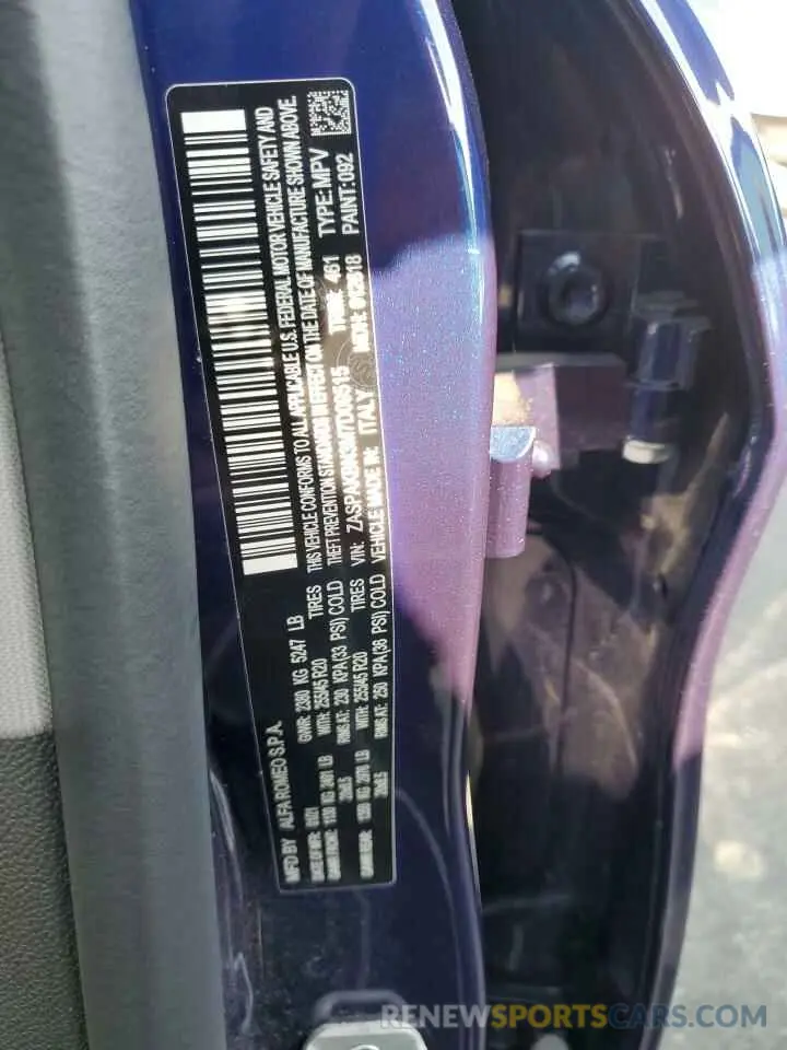 13 Photograph of a damaged car ZASPAKBN3M7D09515 ALFA ROMEO STELVIO 2021