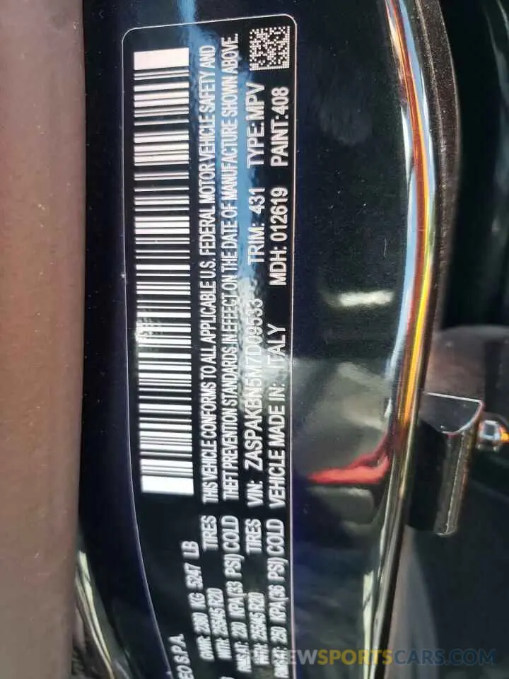 14 Photograph of a damaged car ZASPAKBN5M7D09533 ALFA ROMEO STELVIO 2021