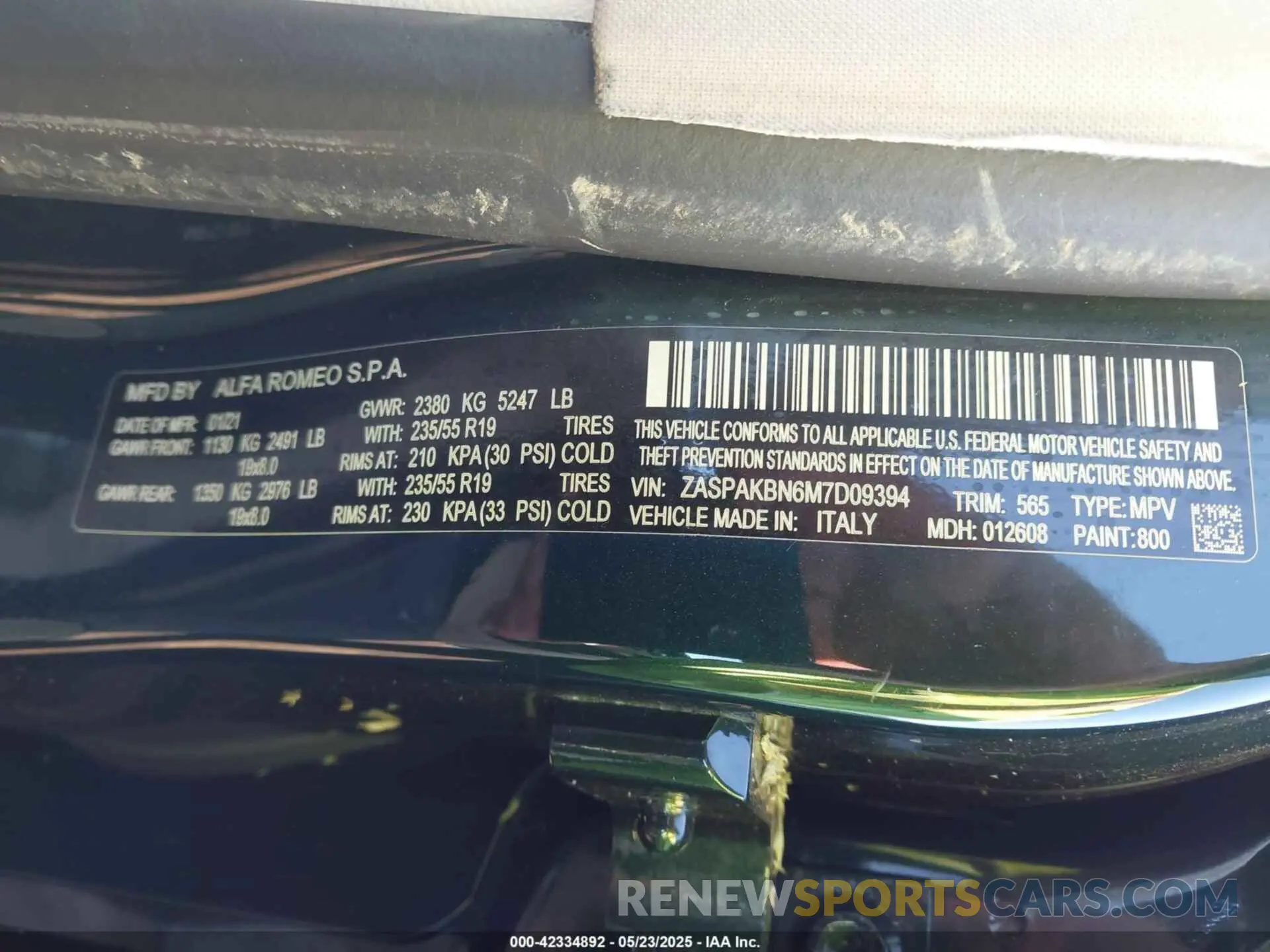 9 Photograph of a damaged car ZASPAKBN6M7D09394 ALFA ROMEO STELVIO 2021