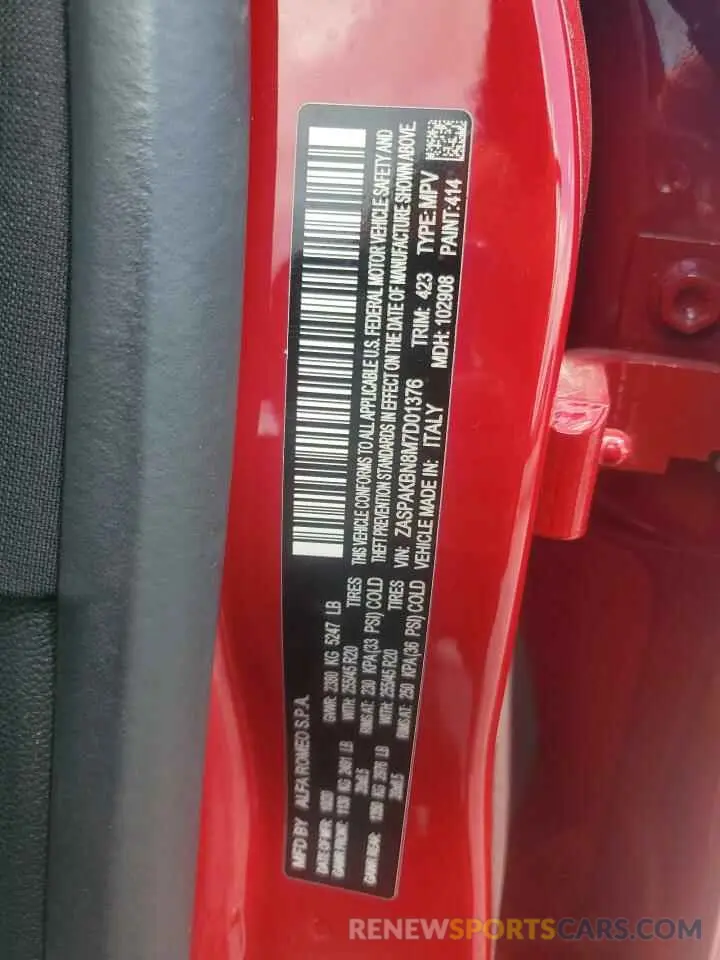 13 Photograph of a damaged car ZASPAKBN8M7D01376 ALFA ROMEO STELVIO 2021