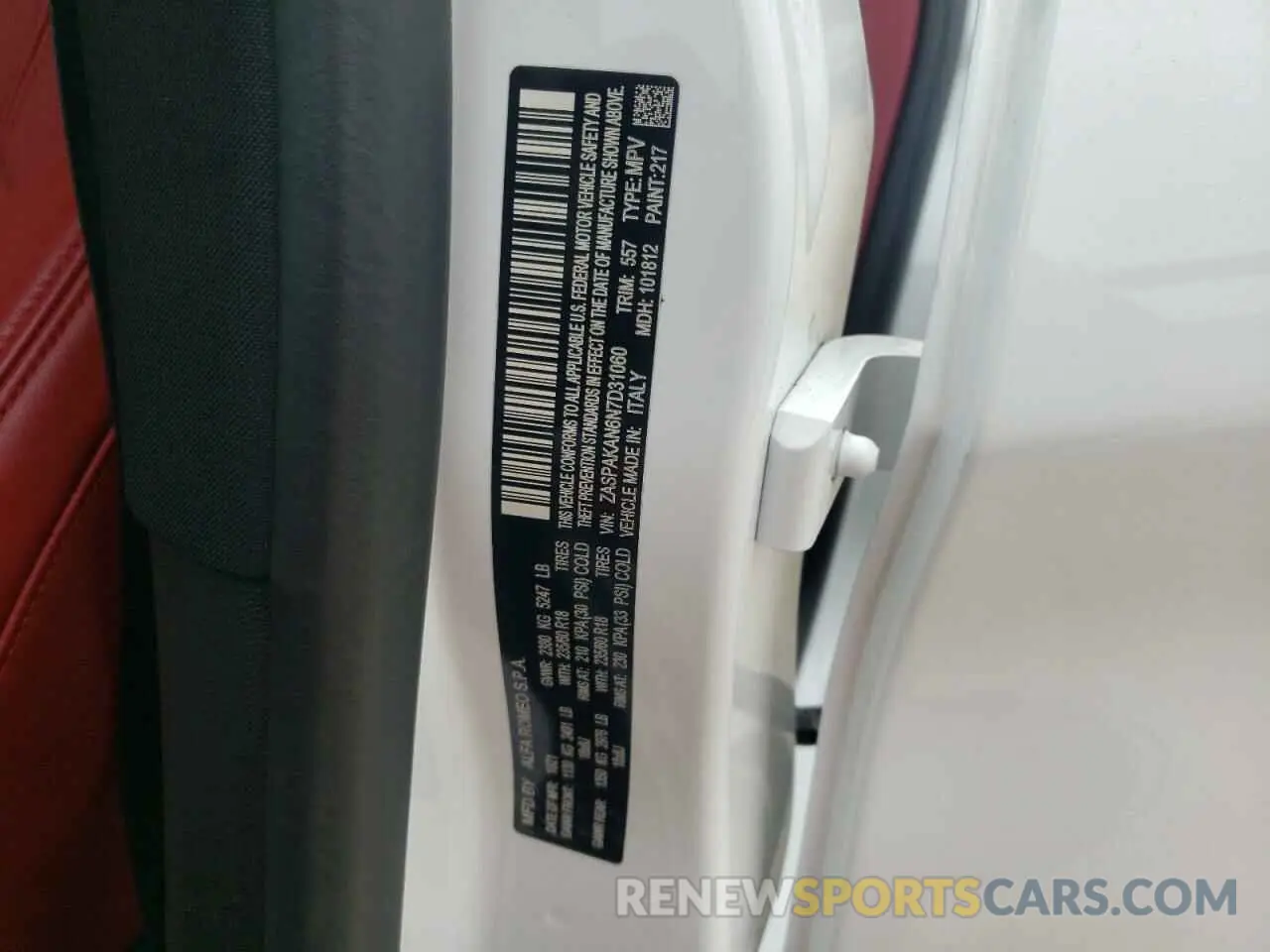 16 Photograph of a damaged car ZASPAKAN6N7D31060 ALFA ROMEO STELVIO 2022