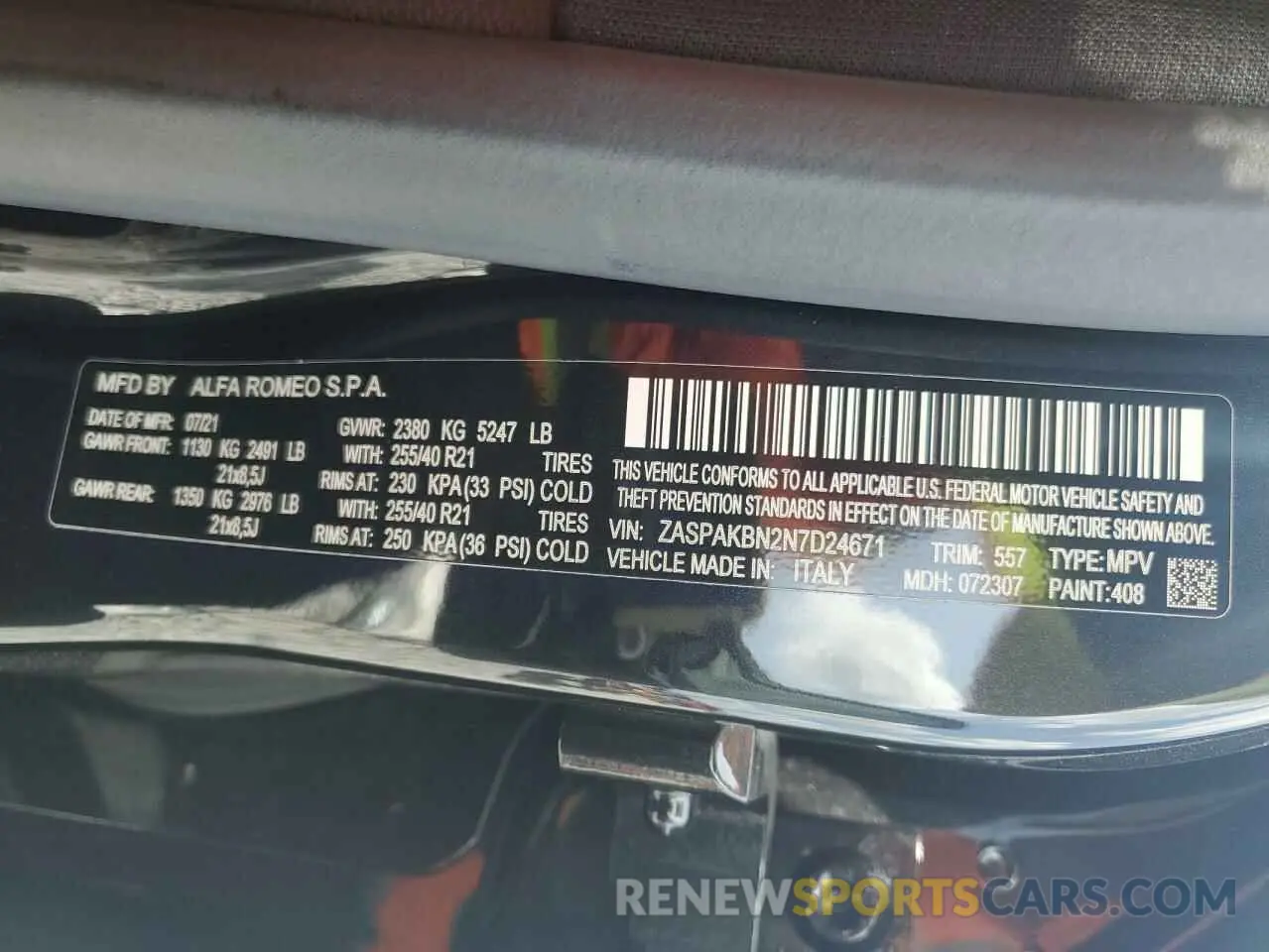 12 Photograph of a damaged car ZASPAKBN2N7D24671 ALFA ROMEO STELVIO 2022