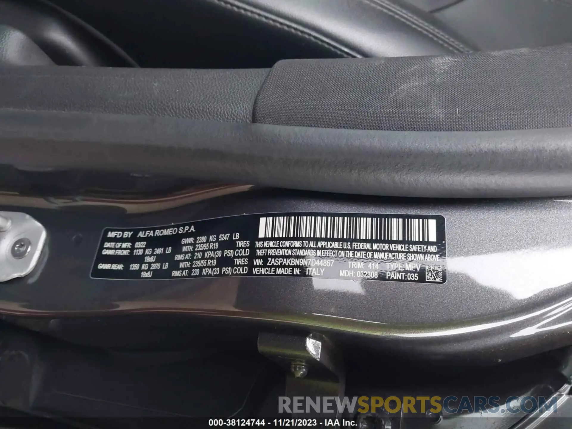 9 Photograph of a damaged car ZASPAKBN9N7D44867 ALFA ROMEO STELVIO 2022