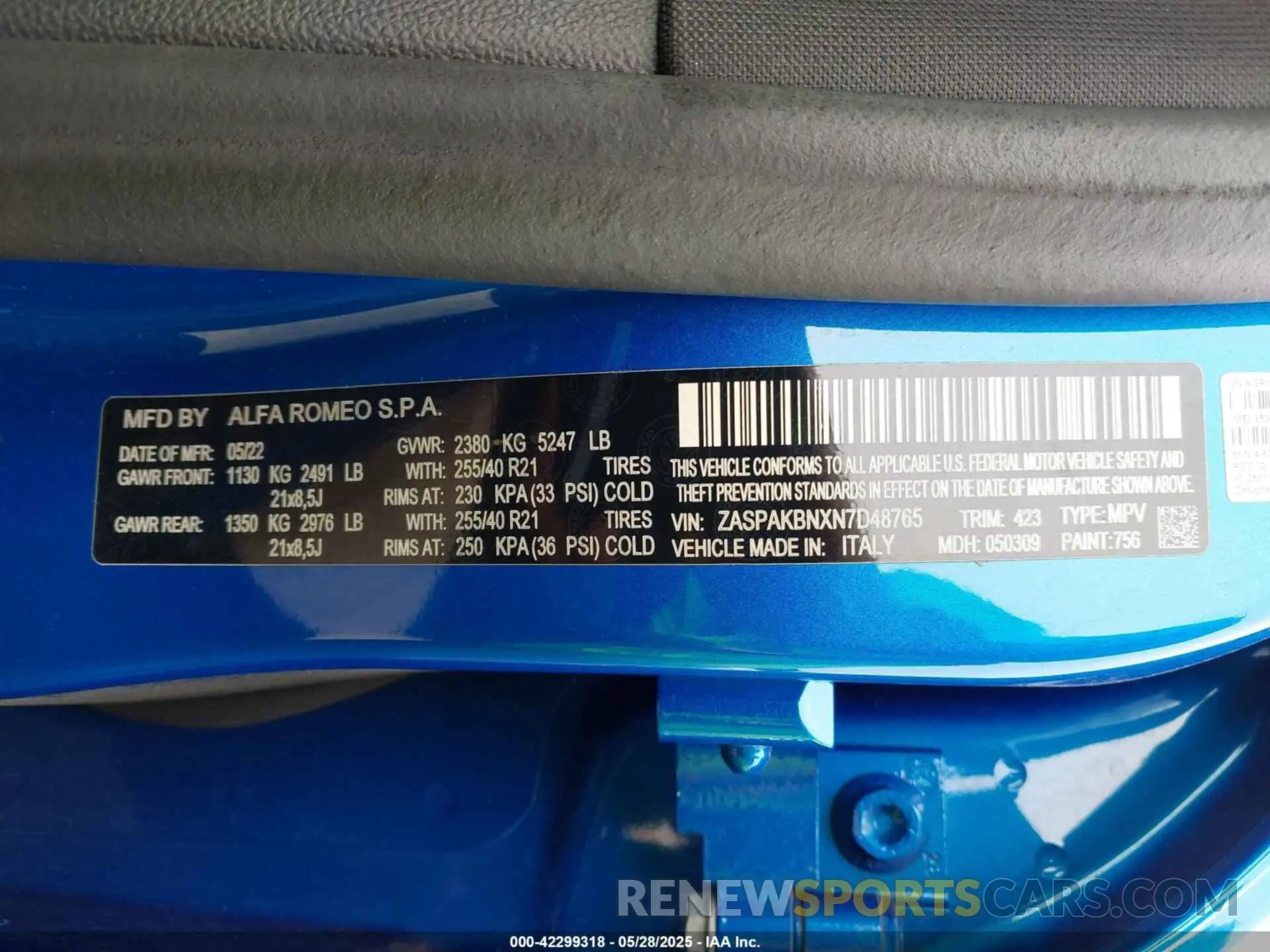 9 Photograph of a damaged car ZASPAKBNXN7D48765 ALFA ROMEO STELVIO 2022