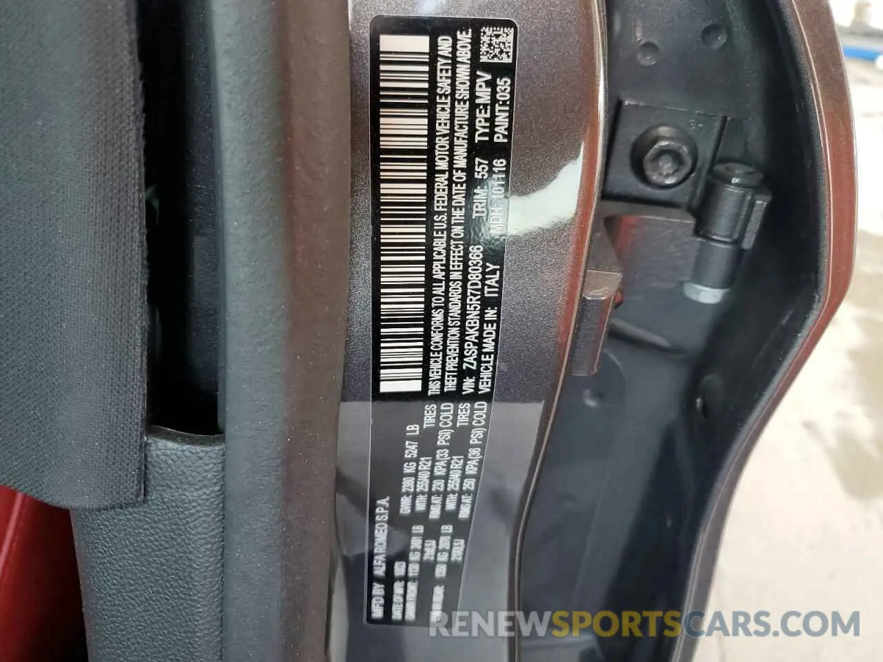 13 Photograph of a damaged car ZASPAKBN5R7D80366 ALFA ROMEO STELVIO 2024