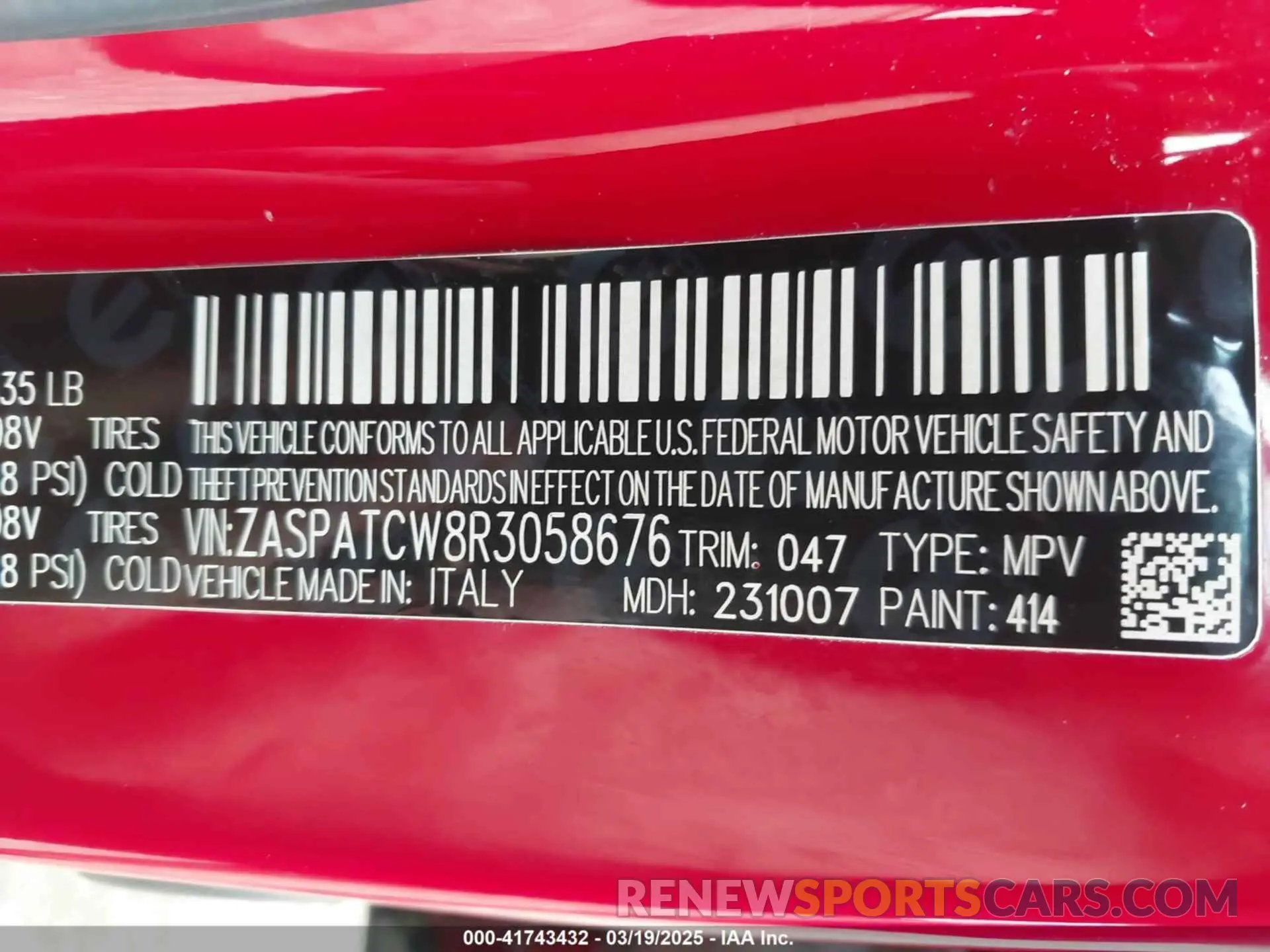 9 Photograph of a damaged car ZASPATCW8R3058676 ALFA ROMEO TONALE 2024