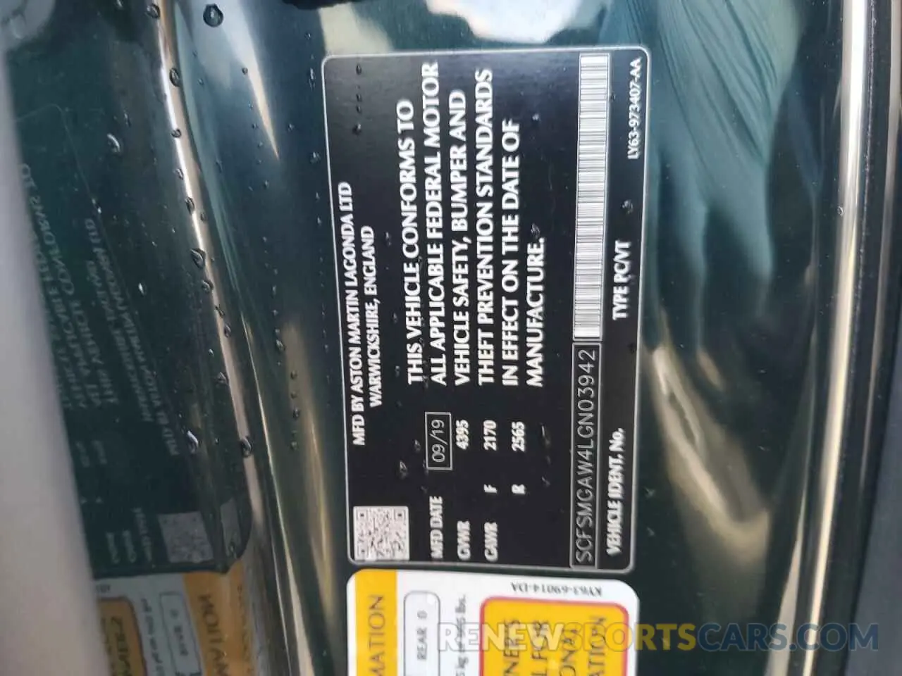 12 Photograph of a damaged car SCFSMGAW4LGN03942 ASTON MARTIN ALL MODELS 2020