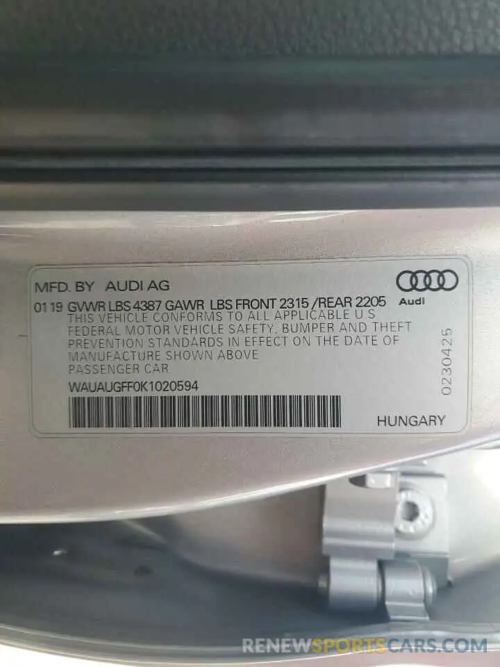 13 Photograph of a damaged car WAUAUGFF0K1020594 AUDI A3 2019