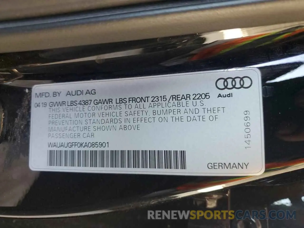 12 Photograph of a damaged car WAUAUGFF0KA085901 AUDI A3 2019